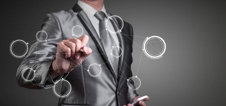 businessman working with digital chart, business improvement conceptの写真素材
