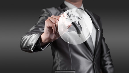 Businessman wirking with globalization concept, show Oceania Continentの写真素材