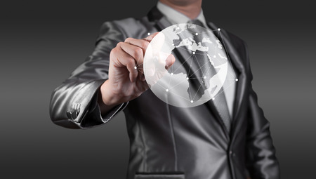 Businessman wirking with globalization concept, show Africa Continentの写真素材