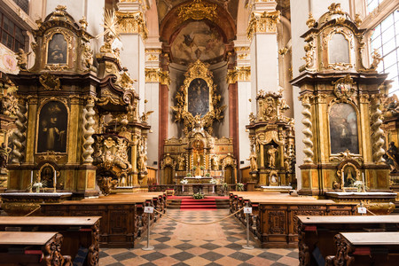 PRAGUE, CZECH REPUBLIC, APRIL 19, 2016,Kostel svatÃ©ho JiljÃ­, beautiful church in old town squareのeditorial素材