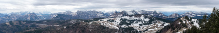 Panorama of snow mountain in Hallstatt, Austria