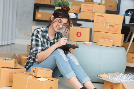 Young entrepreneur, teenager business owner work at homeの写真素材