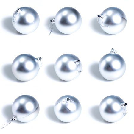 Isolated white christmas ball on white background with no shadowの写真素材