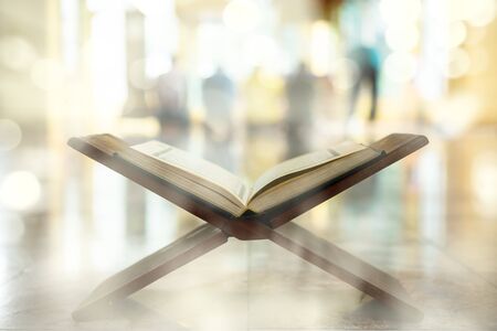 Quran, a muslim holy text book, central religious text of Islam, which Muslims believe to be a revelation from Godの写真素材