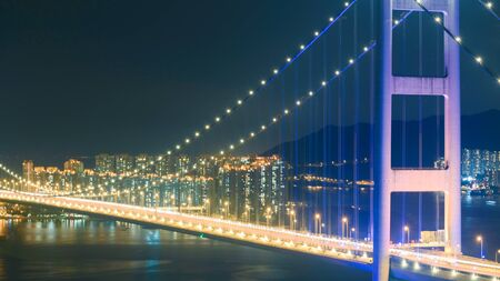 Tsing ma bridge at twilightの写真素材