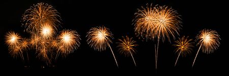 Set of Isolate fireworks on black backgroundの写真素材