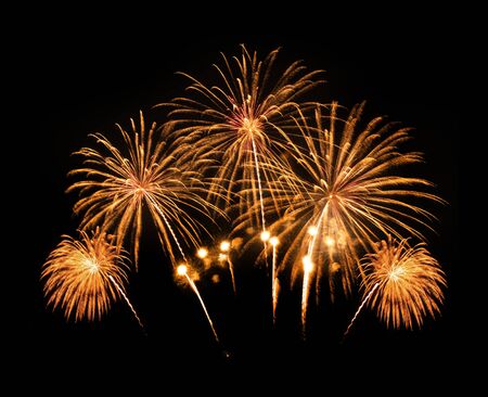 Set of Isolate fireworks on black backgroundの写真素材