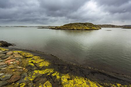Colorful rocks on a cloudy dayの写真素材