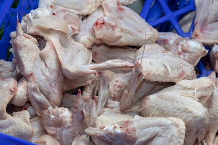 Raw chicken wings ready for saleの写真素材
