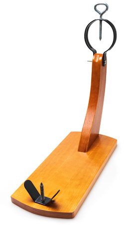 Ham holder (support to hold and cut the ham) (jamonero). Isolated on white background.の写真素材