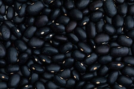 Close-up texture of Beans - raw black beans (legume)の写真素材