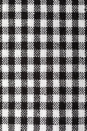 Close-up Vichy tablecloth texture. Black and white. Copy Space.