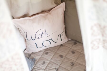 Cozy bright interior of the childrens room with a wigwam.の写真素材