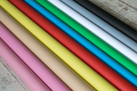 Colorful paper backgrounds for a photo studio. New paper backgrounds.の写真素材