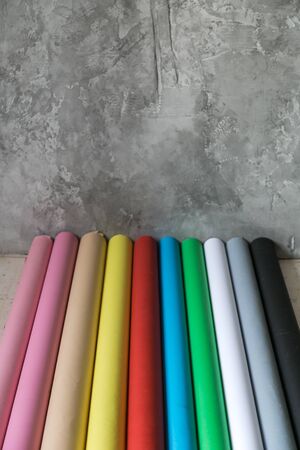 Colorful paper backgrounds for a photo studio. New paper backgrounds.の写真素材