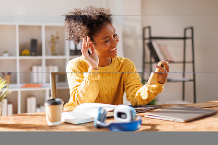 Education, phone and smile with student woman at school for growth, Notes and Studying Online.