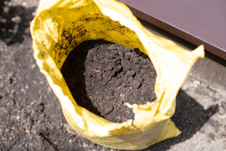 bag of soil for home gardeningの写真素材