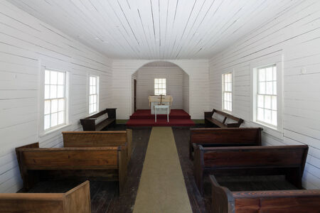 Interior of the First African Baptist Church on Cumberland Island, Georgiaのeditorial素材