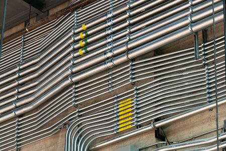 Rows of new Conduit installed in a renovated building