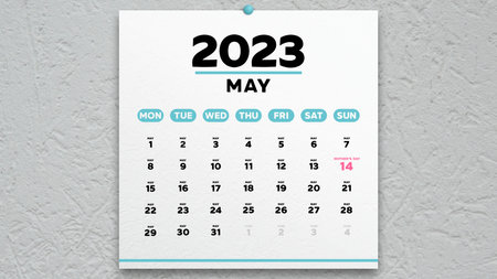 A beautiful May page of the calendar 2023 and Mother's Day date marked on it