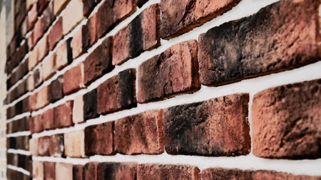 Close-up of some bricks of red bricks wallの写真素材