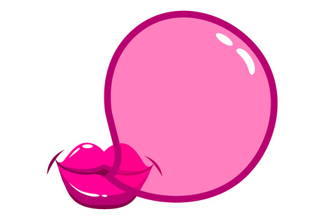 Lips blowing a bubblegum bubbleのイラスト素材