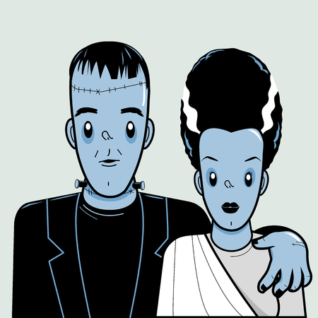 Frankenstein and his brideのイラスト素材