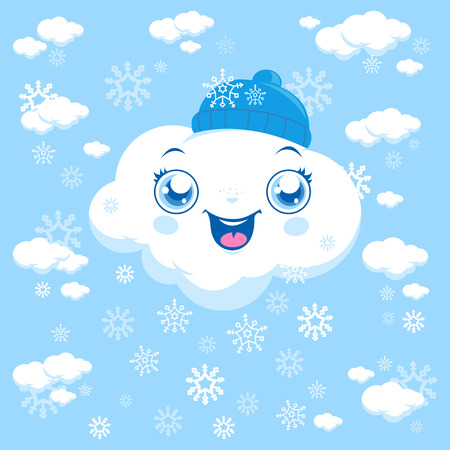 Cartoon clouds snowingのイラスト素材