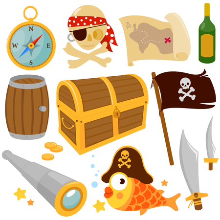 Pirate items vector setのイラスト素材