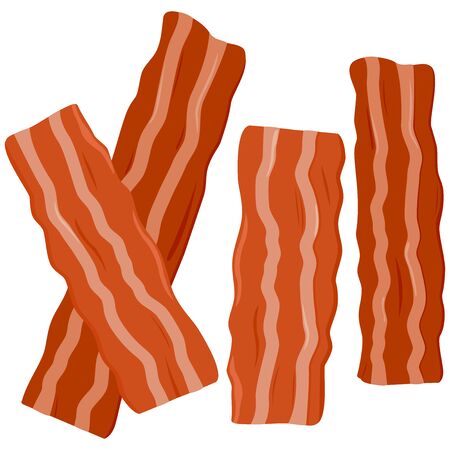 Slices of fried crispy bacon. Vector illustrationのイラスト素材