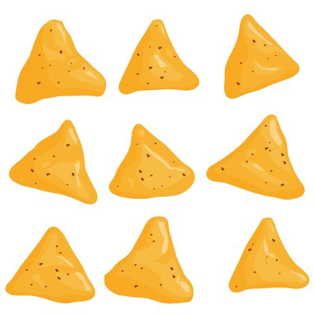 Crispy Mexican nachos chips. Vector illustrationのイラスト素材