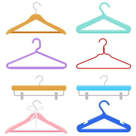 Clothes hangers set. Vector illustrationのイラスト素材
