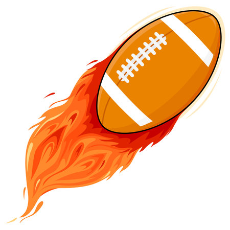 A burning rugby ball. American football. Vector illustrationのイラスト素材