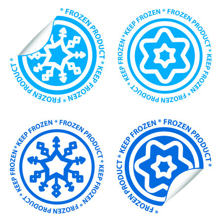 Keep frozen label icons. Frozen food signage. Vector illustration setのイラスト素材