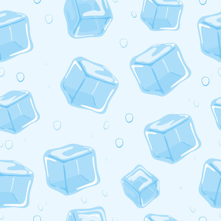 Ice cubes background. Seamless pattern. Vector illustration.のイラスト素材