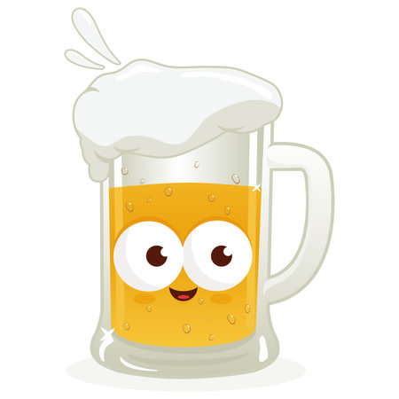 Cartoon glass of beer character. Vector illustrationのイラスト素材