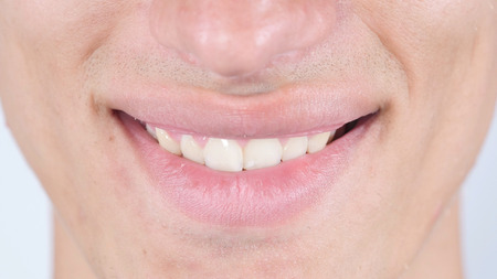 Smile, Close Up Of Man's Face Lipsの写真素材