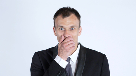 portrait of a young amazed businessmanの写真素材