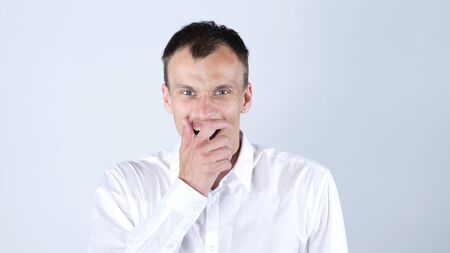 portrait of aHappy Man Surprised, shocked after Crisisの写真素材