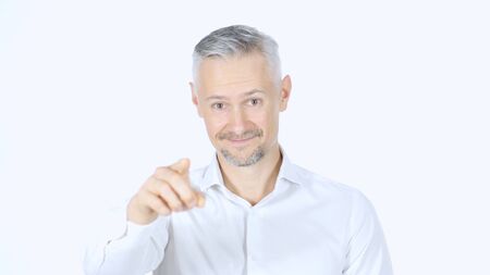 Man Pointing with Finger , Portraitの写真素材