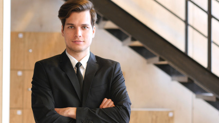 Portrait of Confident Businessman in Suitの写真素材