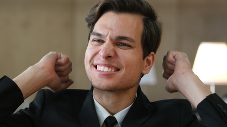 Excitement of Winning, Gesture by Successful Businessmanの写真素材