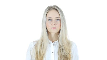 Portrait Of  Woman , White Backgroundの写真素材