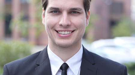 Close Up of Businessman in Suit, Outdoorの写真素材