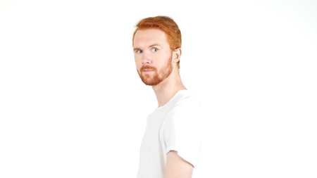 Red Hair Man, Looking at Camera  Screenの写真素材