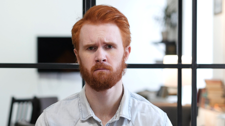 Portrait of Upset Sad Beard Manの写真素材