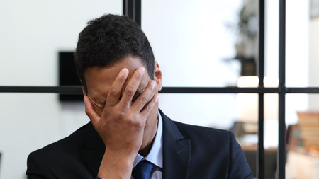 Gesture of Failure, Upset Black Businessmanの写真素材