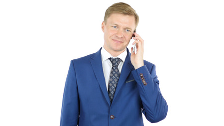 Young Businessman talk on smartphone, Attending Phone Callの写真素材