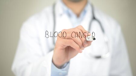 Blood Cancer , Doctor writing on transparent screenの写真素材