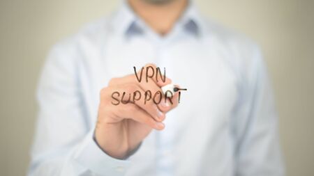 VPN Support, writing on transparent screenの写真素材